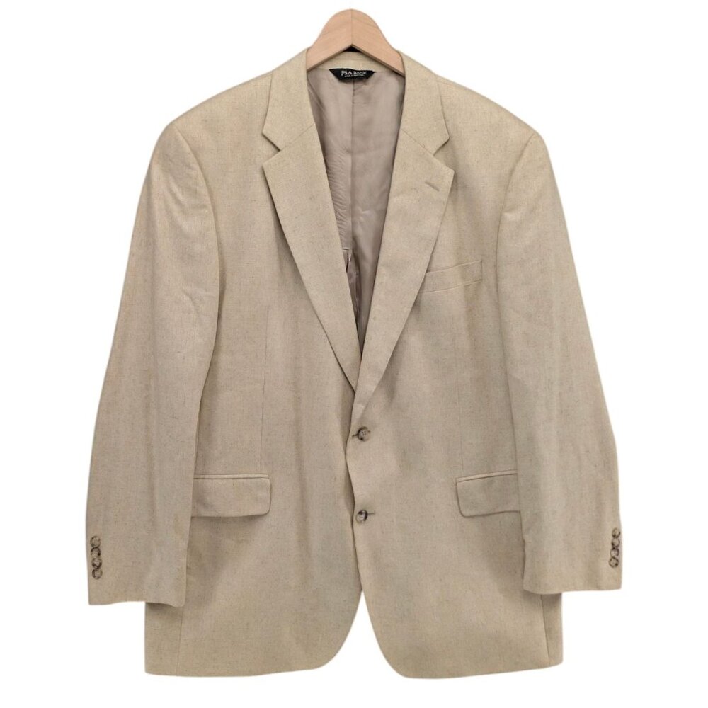 Jos A Bank Silk Blazer Mens Light Beige 2 Button Sports Coat Jacket Size 46L